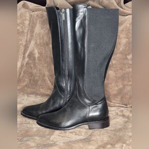 Aquatalia Black Leather Knee-High Boots